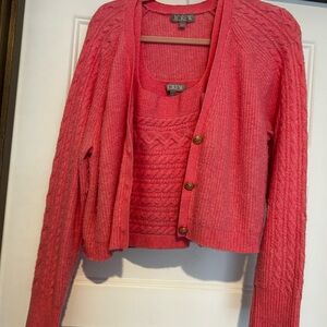 J.Crew Pink Cable Knit Cardigan and Tank Set